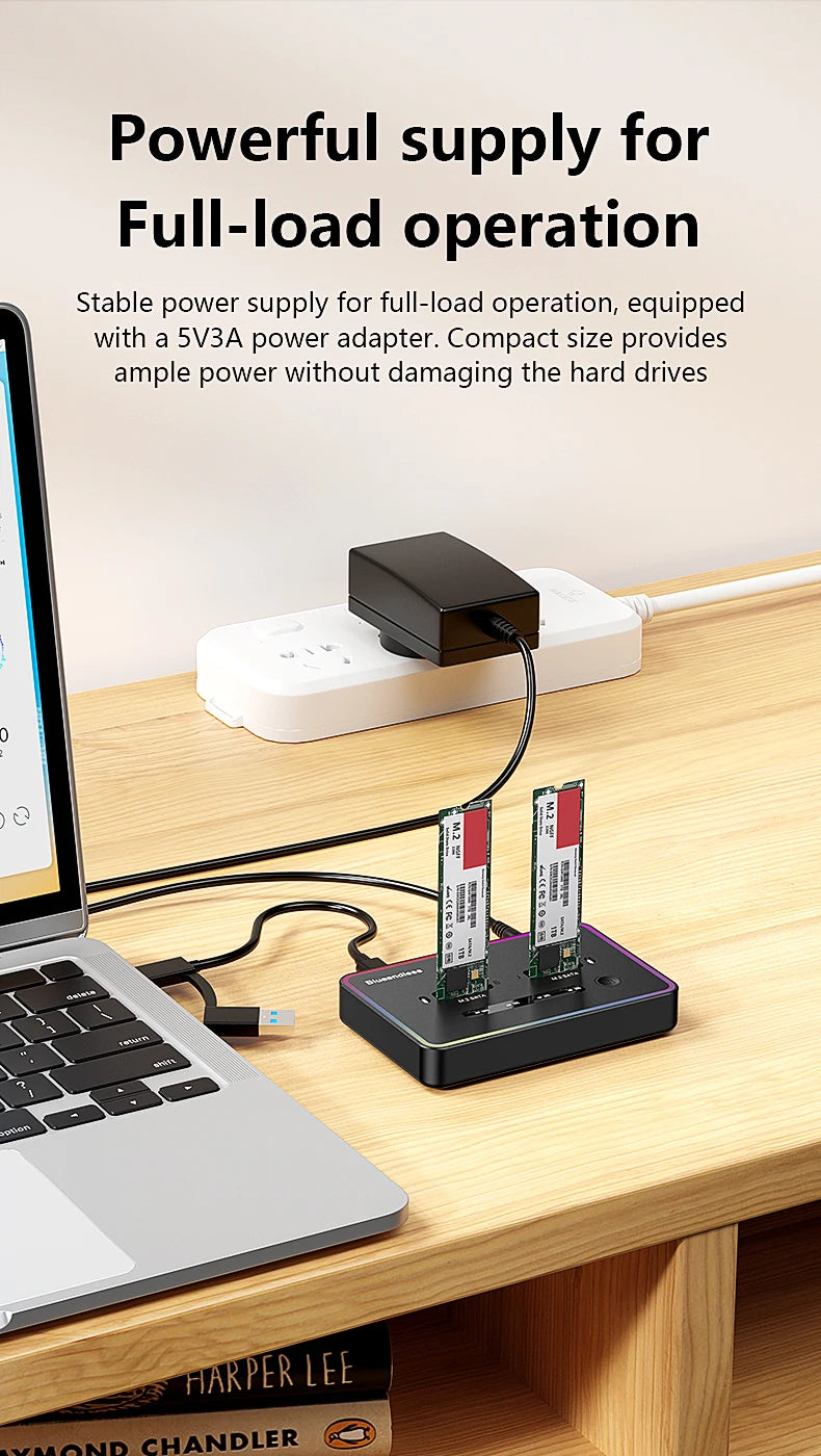 Dual M.2 SATA SSD Docking Station for Offline Cloning