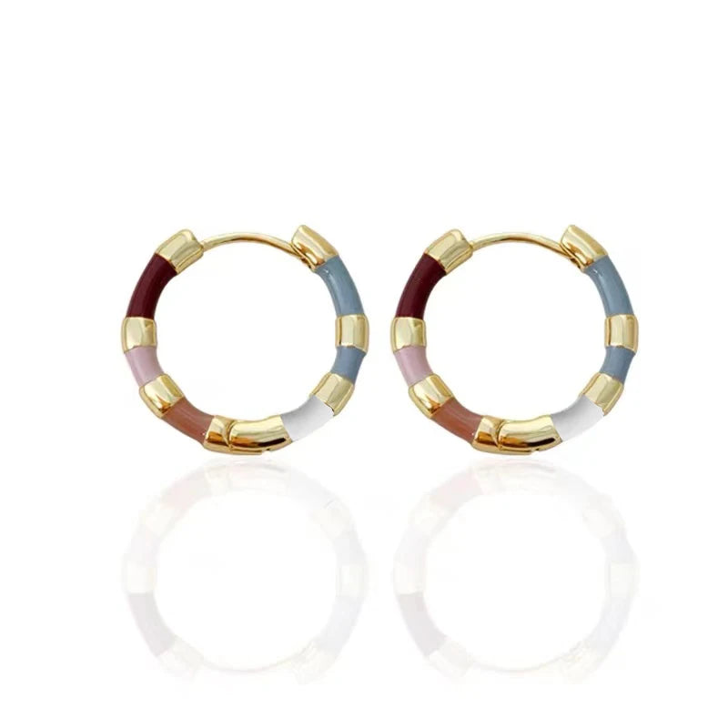 Colorful Enamel Mini Round Earrings | Fashion Jewelry for Women