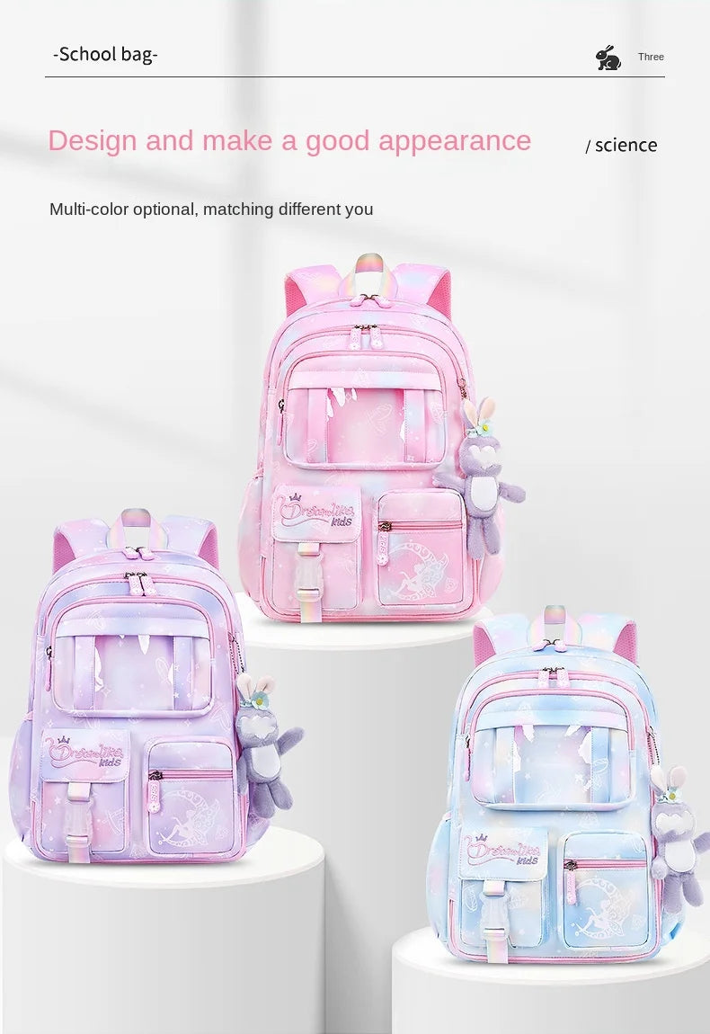 Cute Waterproof Rainbow Backpack for Girls | Spine Support Design
