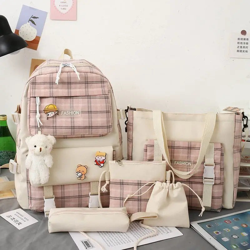 Large Capacity Kids Backpack | Versatile Nylon School Bag Set