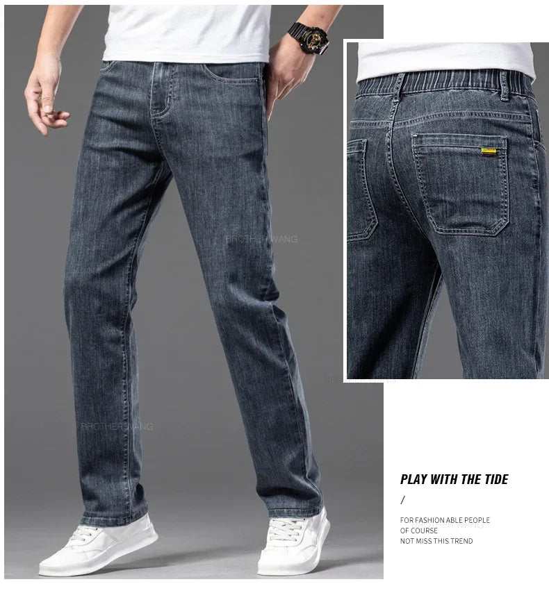 Men's Casual Loose-Fit Straight Jeans | Comfortable Everyday Denim