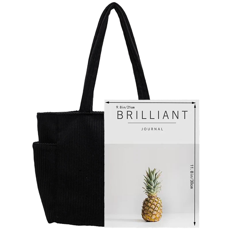 Trendy Multi-color Corduroy Tote Bag | Stylish Lightweight Bag