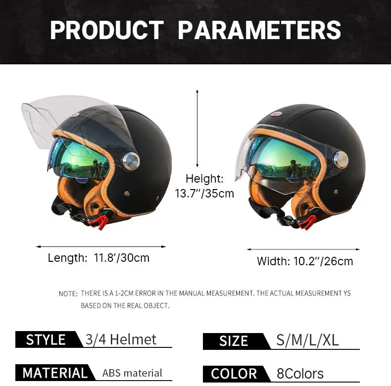 Retro Open Face Motorbike Helmet | Vintage Helmet for Riders