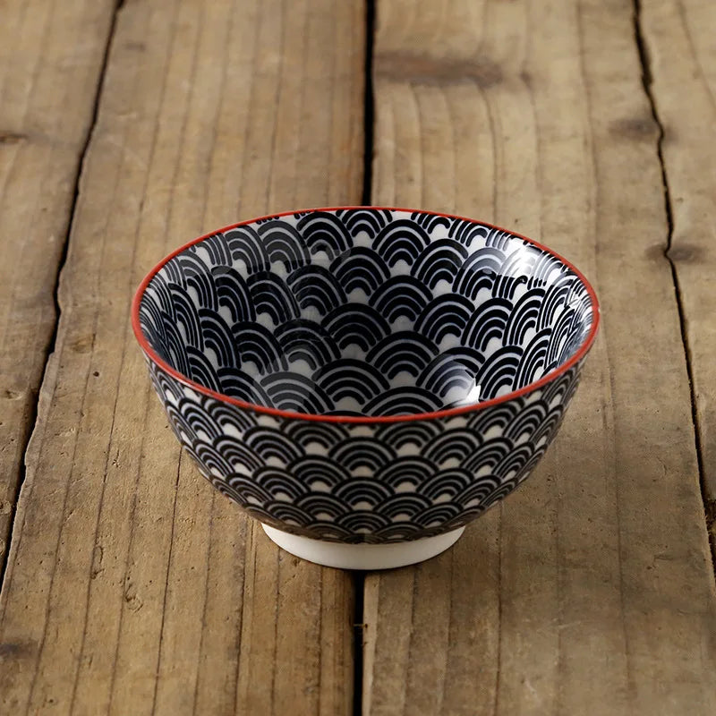 Cuenco de arroz de cerámica estilo japonés de 4.5 pulgadas | Vajilla elegante