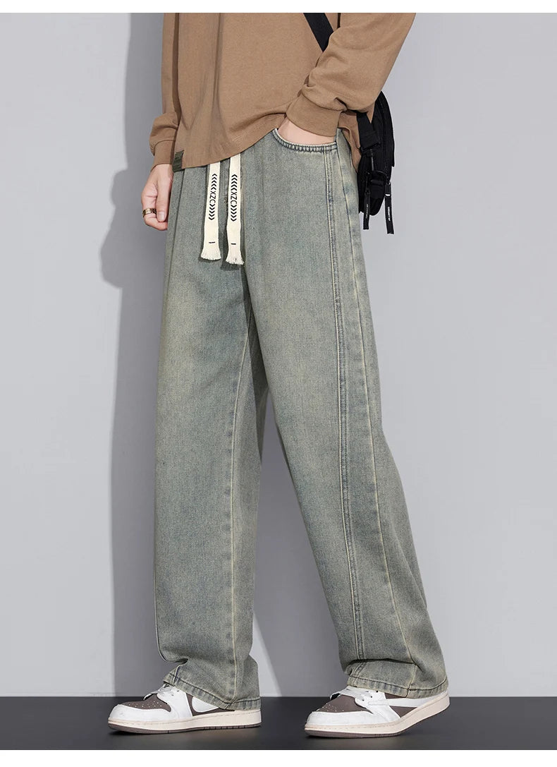 Men's Distressed Wide Leg Jeans | Casual Autumn Winter Style