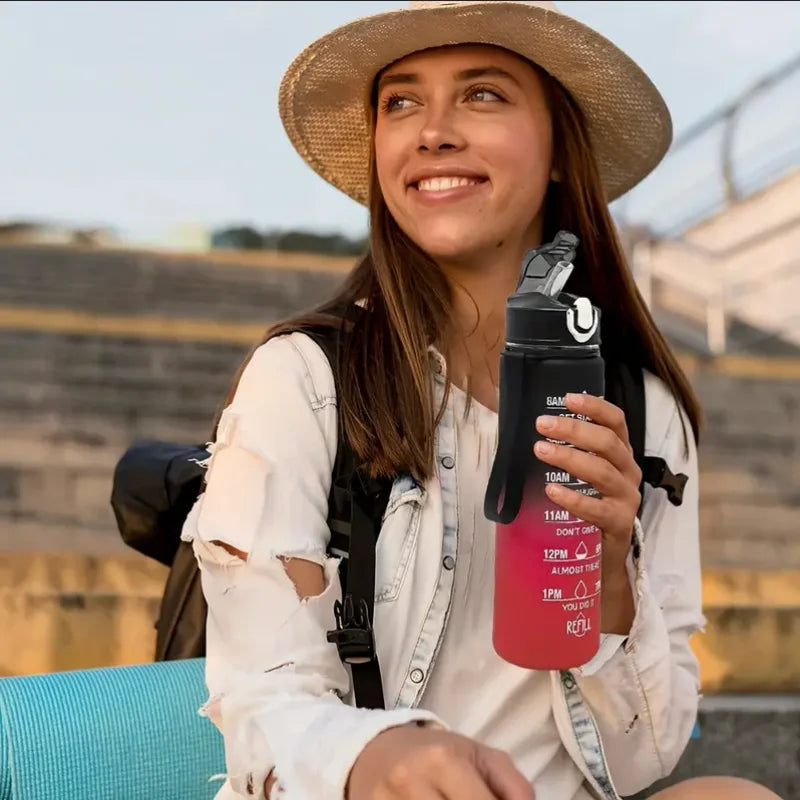 Leak-Proof Sports Water Bottle with Time-Tracking Straw | Outdoor Hydration