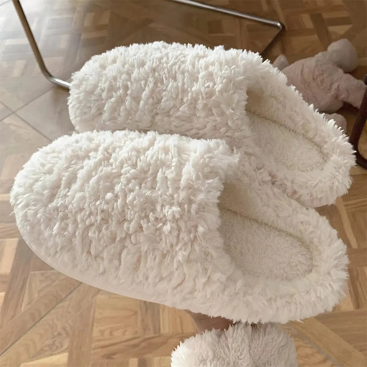 Cute Cartoon Plush Cotton Slippers for Women | Warm & Cozy