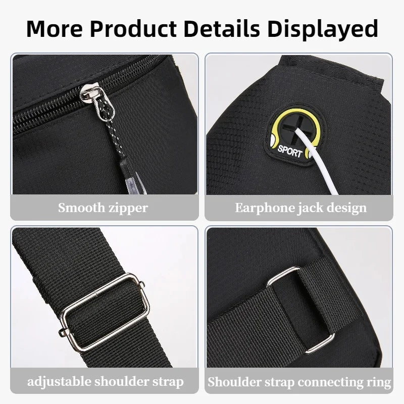 Men's Casual Shoulder Bag with Multiple Pockets for Storage Suitable for Lightweight Shoulder Bags Multifunctional Chest Bags