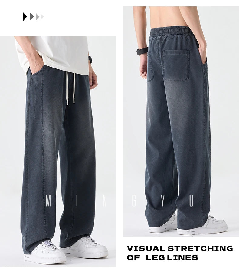 Men's Summer Lyocell Fabric Jeans | Elastic Waist Loose Fit