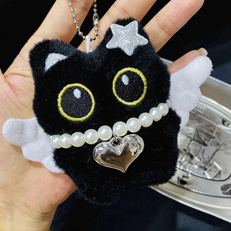 Adorable Plush Black Cat Doll Keychain | Cute Backpack Pendant