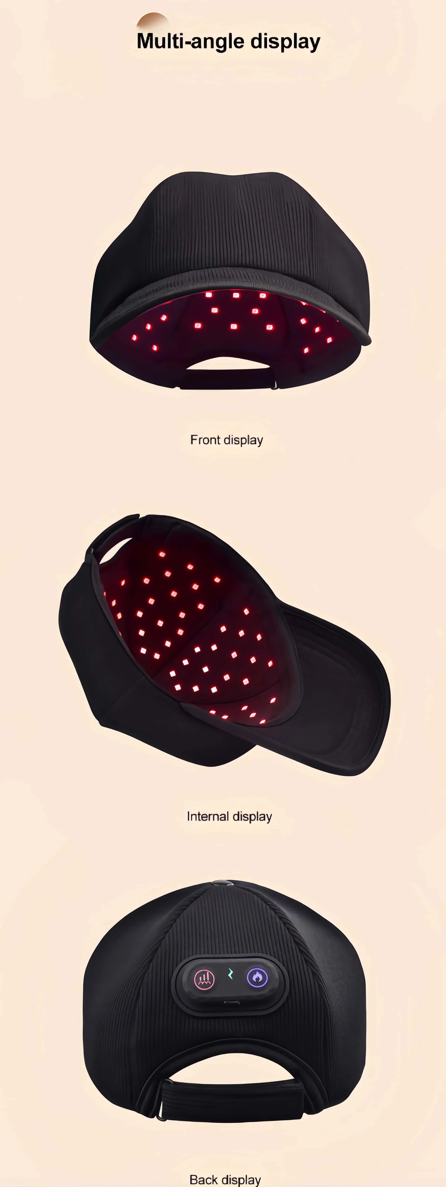 Wireless Adjustable Brightness Red Light Therapy Helmet Cap