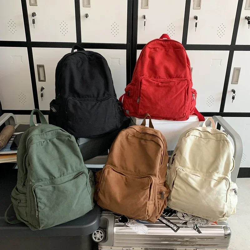 Vintage Washed Canvas Backpack | Stylish School & Travel Bag