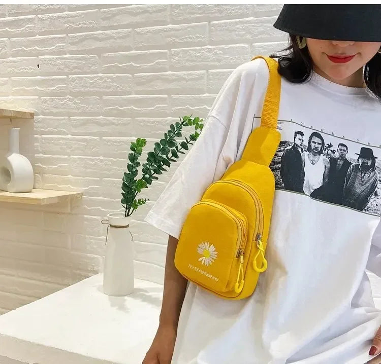 Stylish Embroidered Canvas Chest Bag | Women’s Daily Crossbody Bag