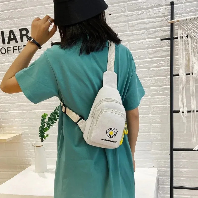Stylish Embroidered Canvas Chest Bag | Women’s Daily Crossbody Bag