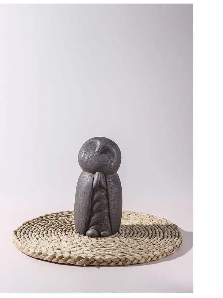 Zen Monk Goddess Ceramic Statue Set | Vintage Asian Decor