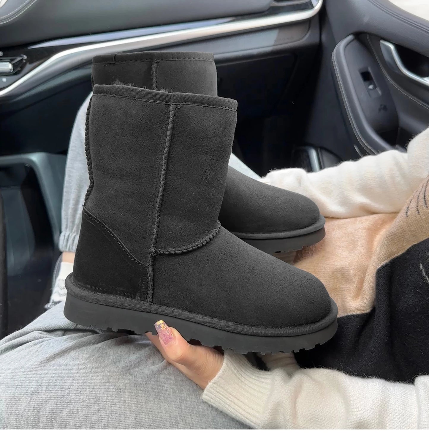 Women's Sheepskin Wool Snow Boots | Warm Winter Ankle Boots
