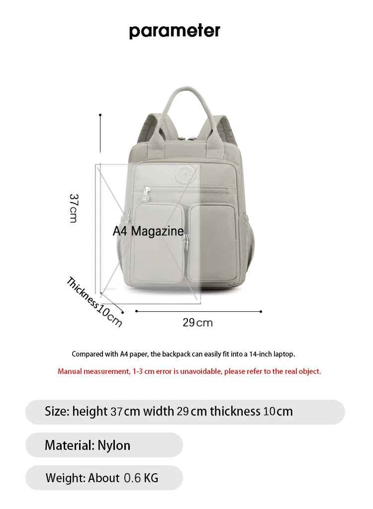 Stylish Multi-Pocket Waterproof Backpack for Women | Travel & School