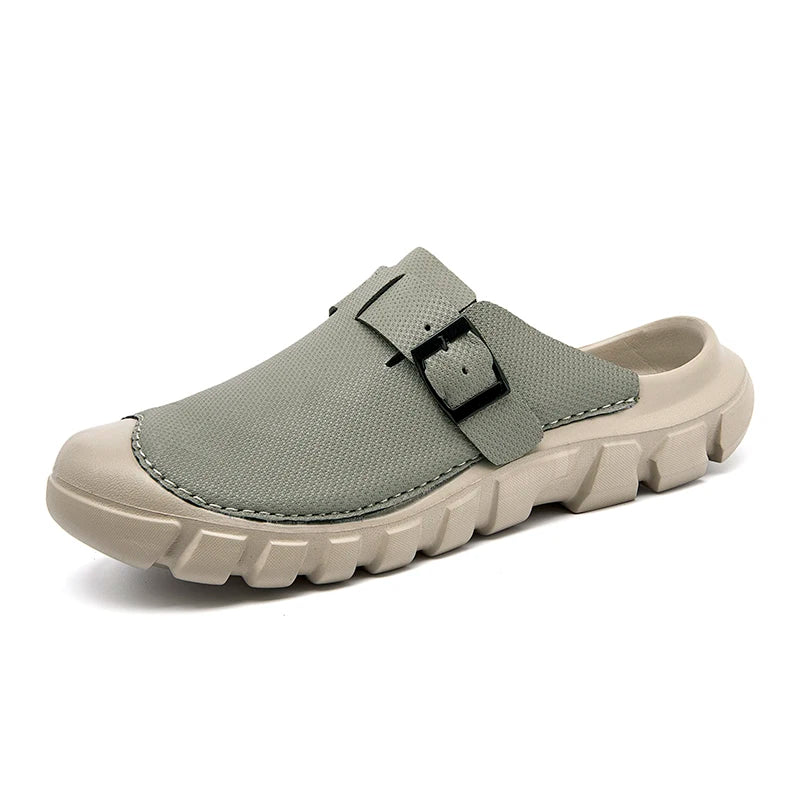 Summer Mens Casual Shoes Mesh Breathable Half Slippers Fashion Walking Sneakers Handmade Male Sandals Lightweight Non-slip Clogs