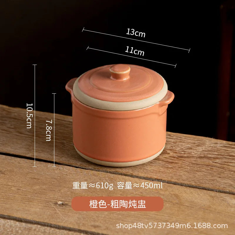 Olla para guisar de cerámica rústica japonesa | Vajilla de cerámica ecológica para horno