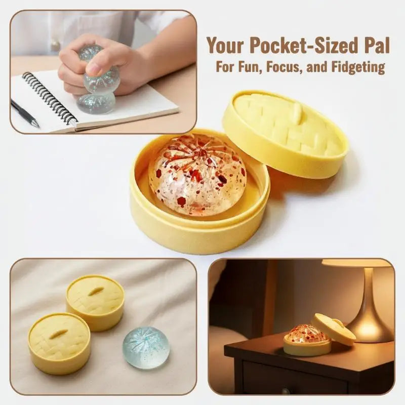 Crystal Bun Cute Mini Soup Dumpling Shaped Stress-relief Squeeze Toy, Venting Office Prank Toy, Slow Rebound, Fun Gift