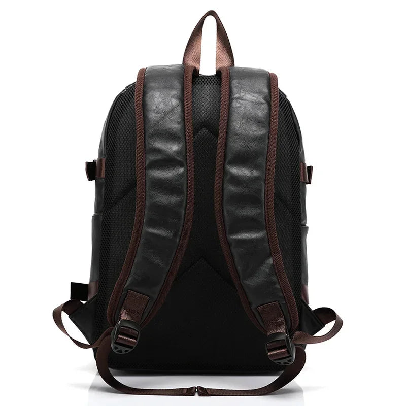Vintage Men's PU Leather Backpack | Stylish Travel & School Bag