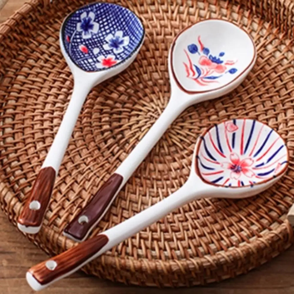 Ceramic Soup Spoon Gift Set | Hand-Painted Elegance for Dining