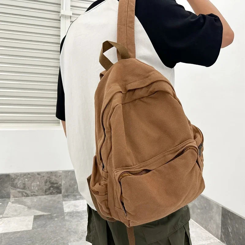 Vintage Washed Canvas Backpack | Stylish School & Travel Bag