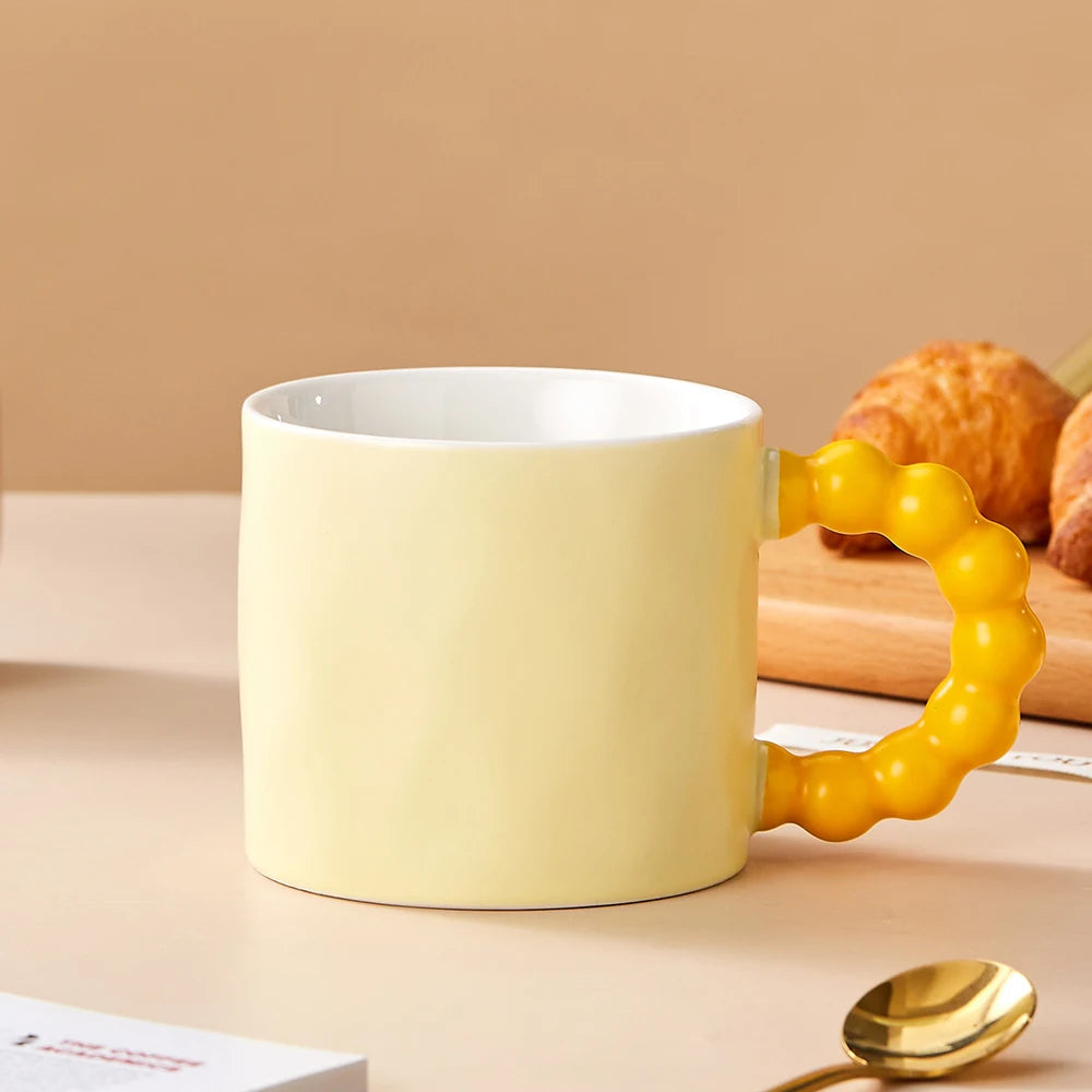 Elegant Ceramic Coffee Cup with Pearl Handle | Perfect for Home & Office