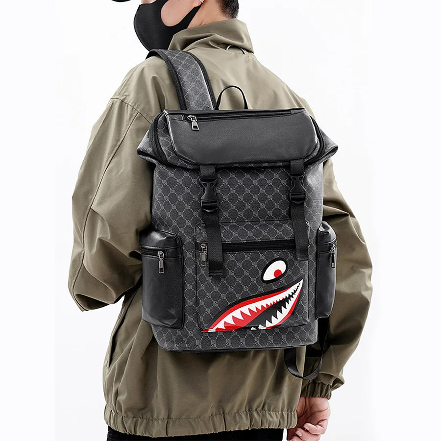 Large Capacity Waterproof Retro Shark Backpack for Outdoor Use