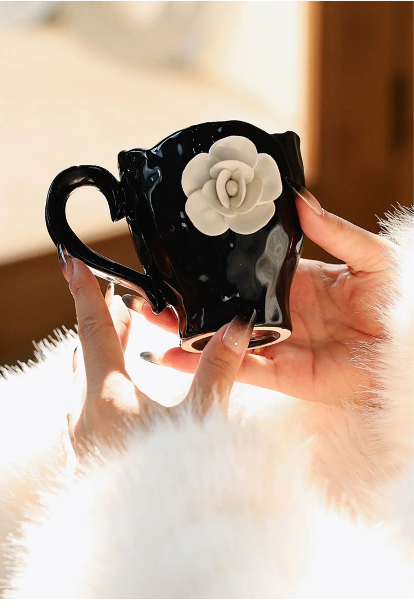 Elegant 3D Rose Ceramic Coffee Mugs | Stylish Drinkware for Every Occasion