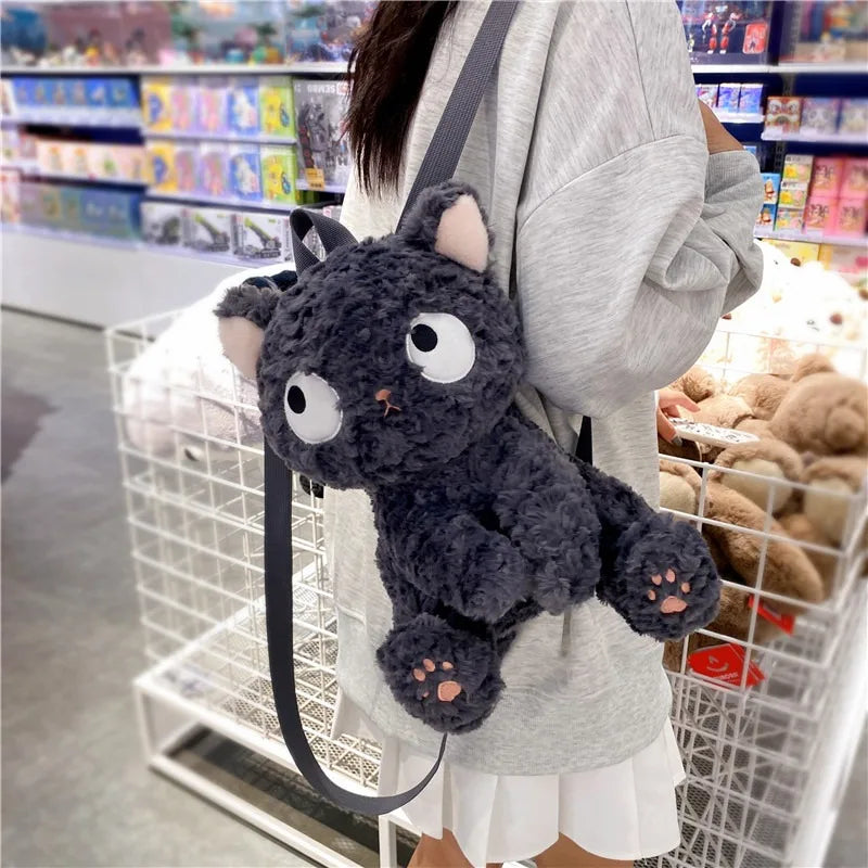 Cute Black Cat Plush Backpack | Adorable Kawaii Knapsack for All