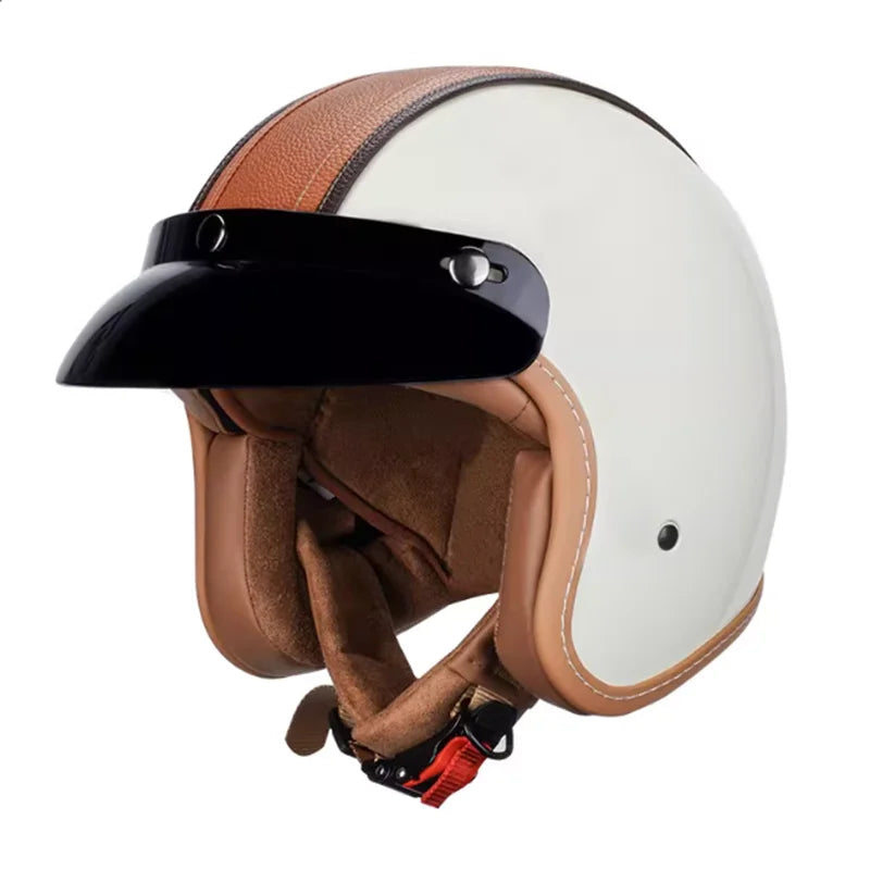 Retro Open Face 3/4 Motorcycle Helmet with Colorful Lens | DOT Certified