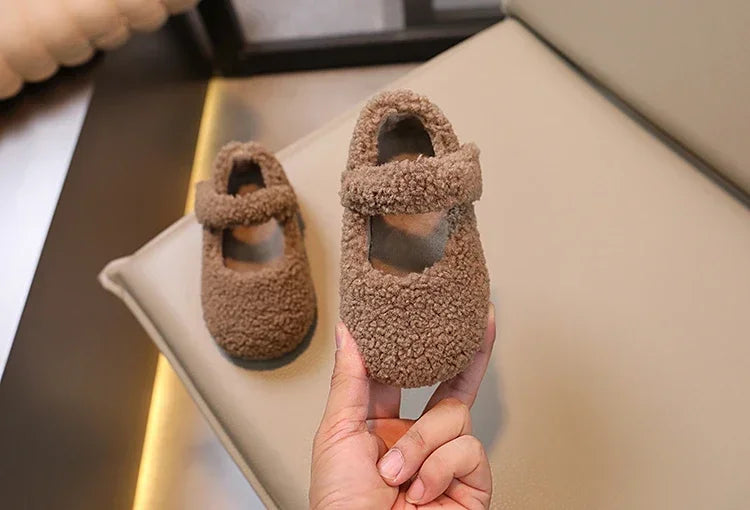 Cozy Velvet Mary Janes for Kids | Warm Plush Toe Winter Shoes