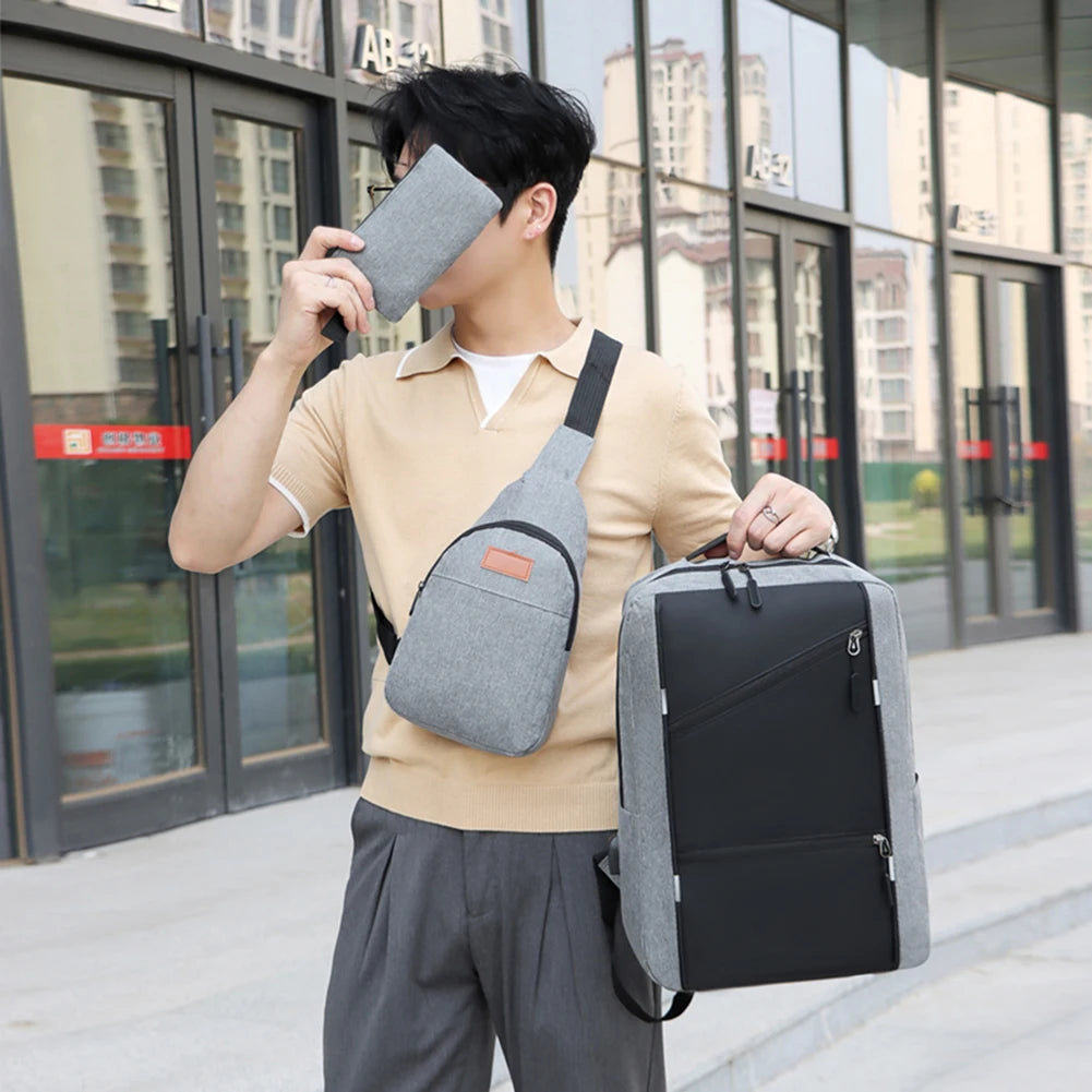 3-Piece Casual Bag Set | Versatile Laptop Backpack & Pouches