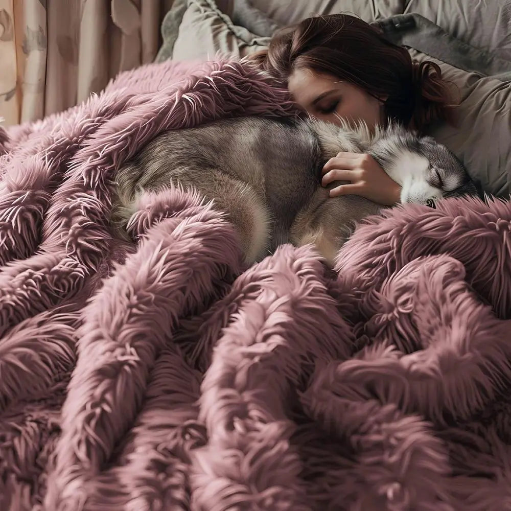Queen Size Plush Sherpa Blanket | Cozy Warm Faux Fur Throw