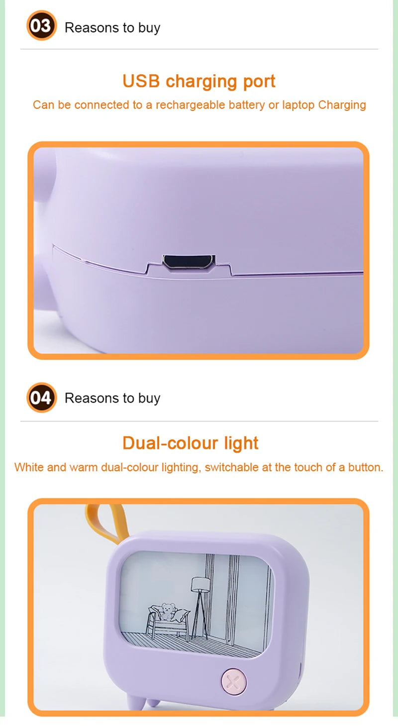Cute TV Painting Night Light | Rechargeable LED Table Lamp for Kids