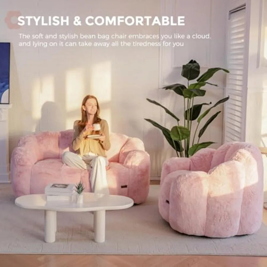 Sillón puff floral extrasuave | Asiento acogedor para descansar