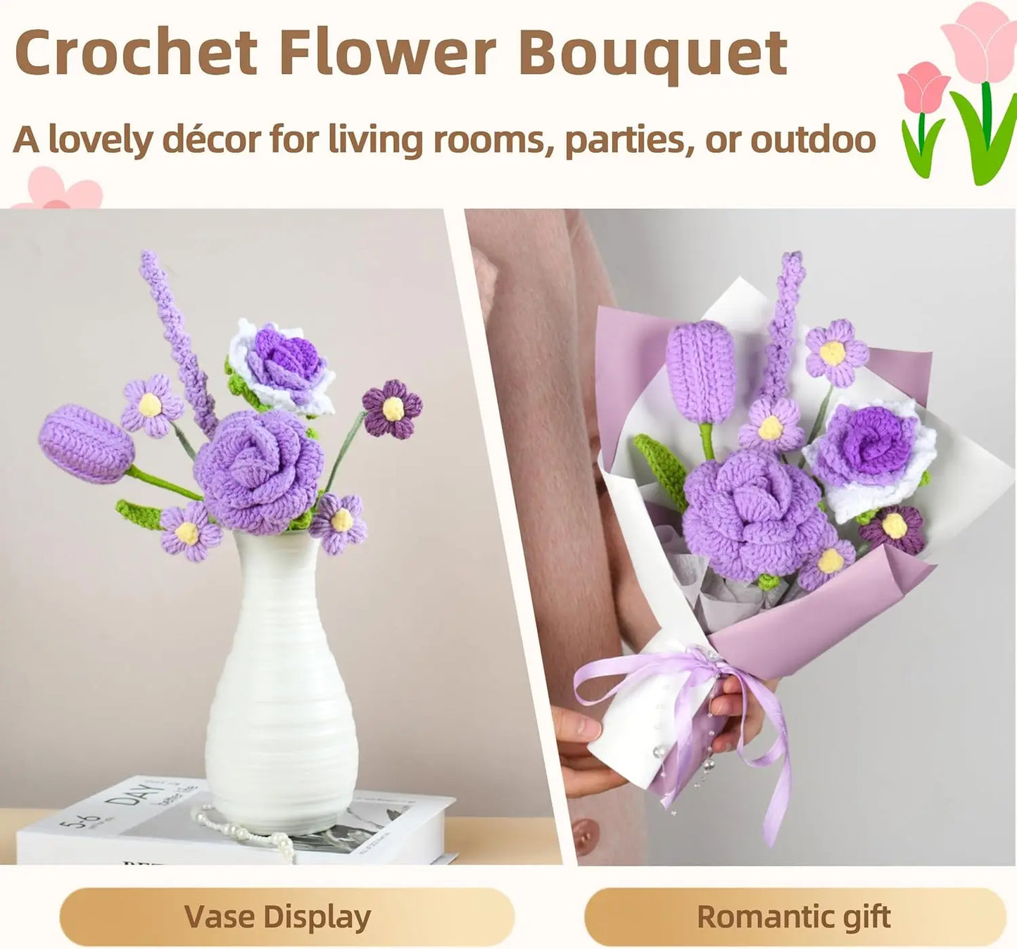 Handmade Purple Crochet Flower Bouquet | Perfect Gift for Her