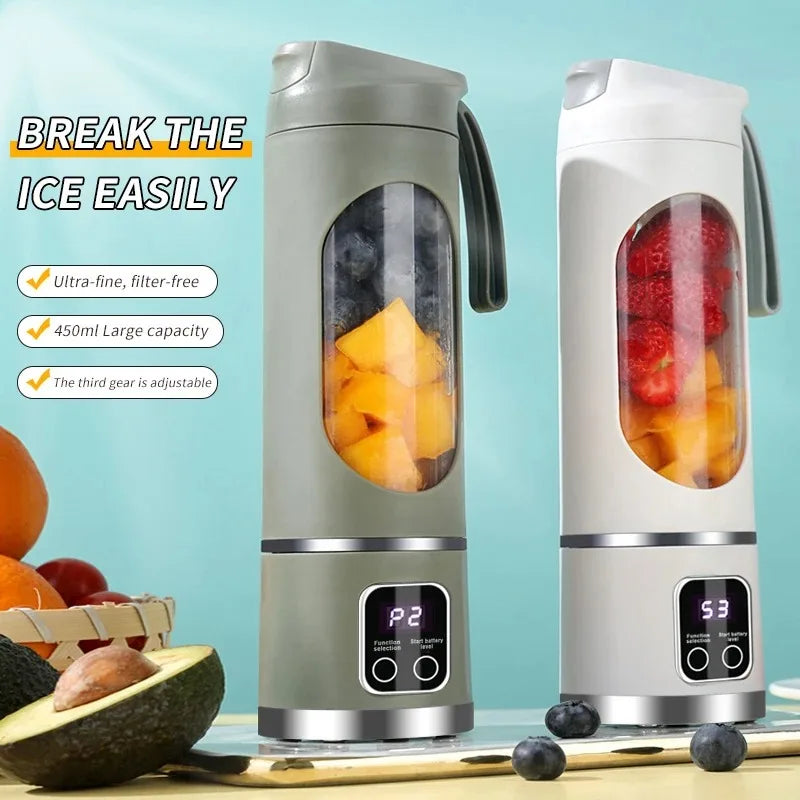 Portable Fruit Juicer with Ice Crusher | USB Rechargeable Blender
