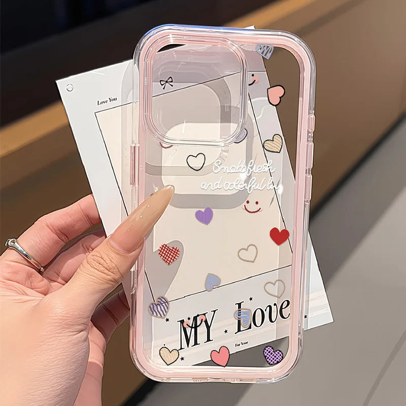 Funda de iPhone Corazón de Amor | Carcasa Transparente Antichoque 2 EN 1