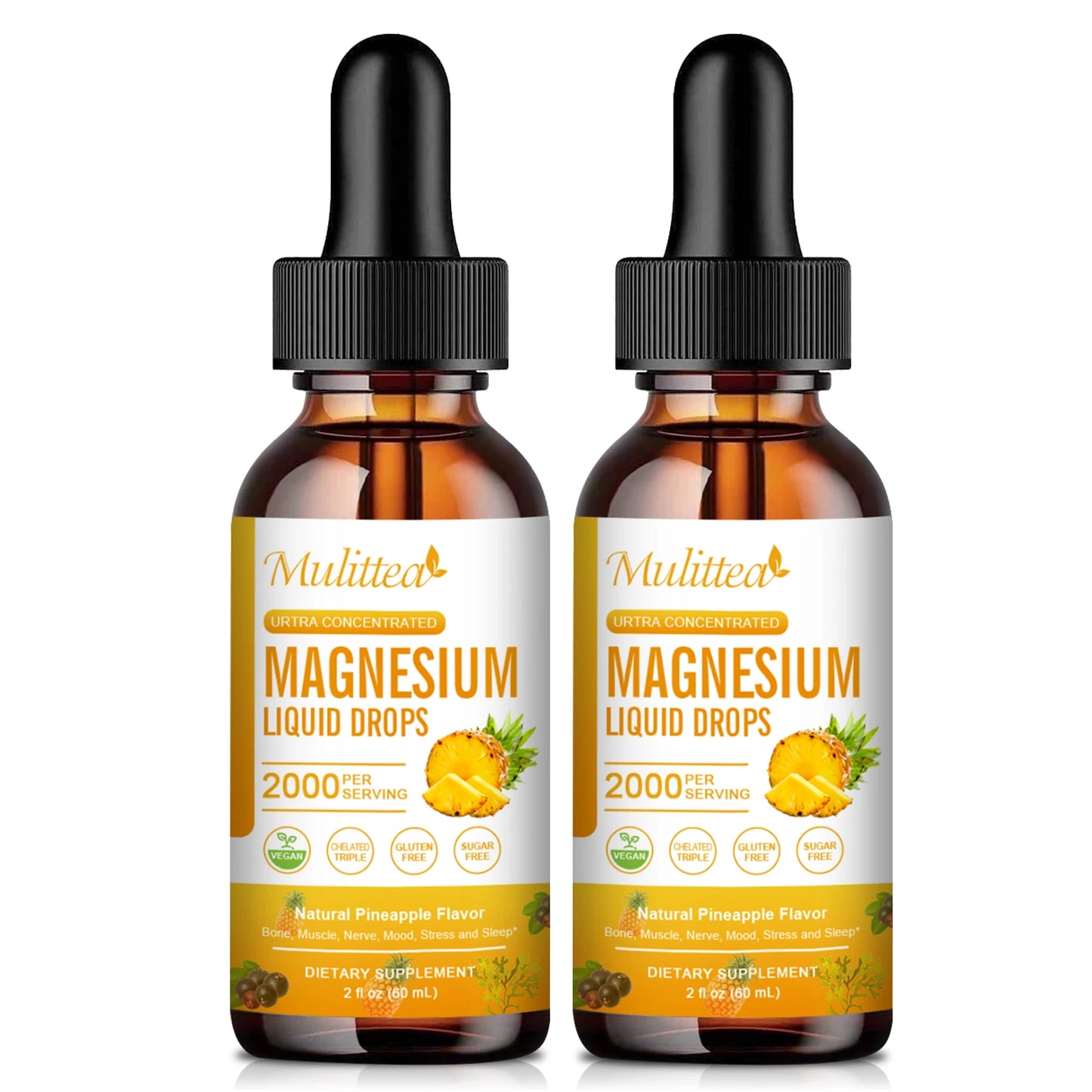 Magnesium Glycinate Drops - Pineapple Flavor for Relaxation & Sleep