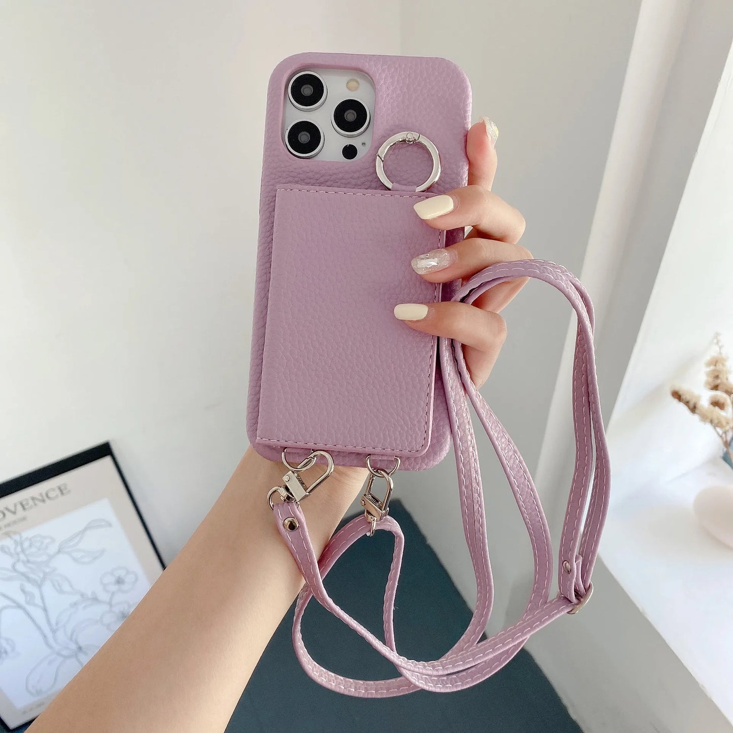 Elegant Ring Holder Mirror Card Slot Case for iPhone