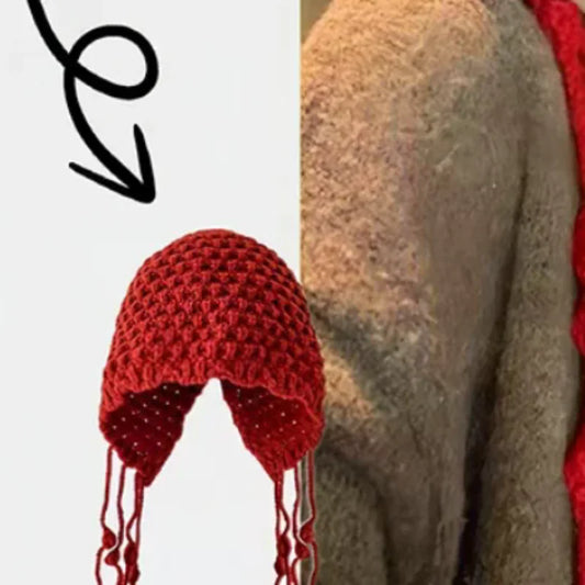 Women's Handmade Knitted Beanie Hat | Warm Wool Tassel Winter Pullover Cap 2026