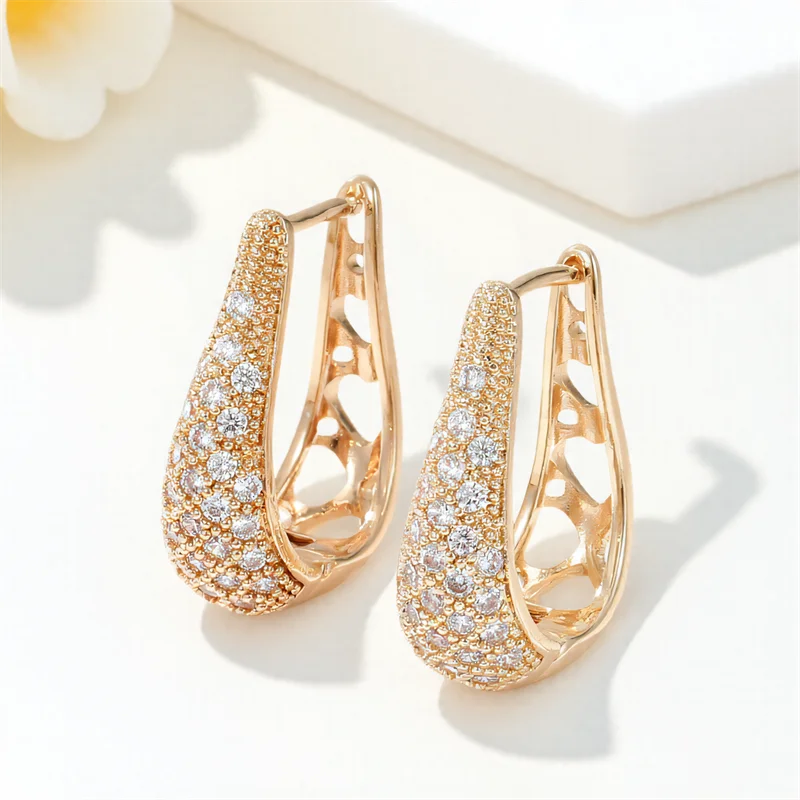 Elegant Green Crystal Hoop Earrings | Vintage Gold Color Jewelry