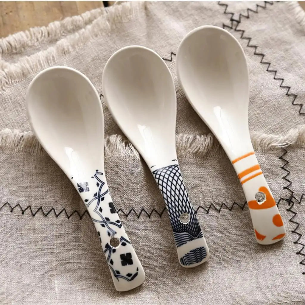 Ceramic Multi-Function Spoon | Japanese Style Tableware for Kitchen