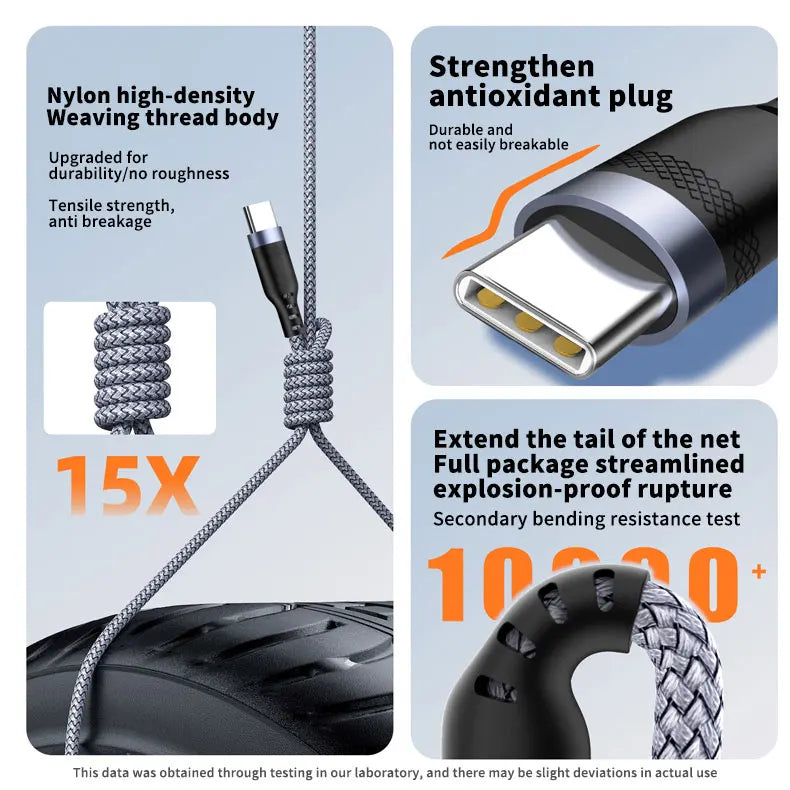 3 in 1 Multi-Functional Cable | Fast Charging Braided Cord
