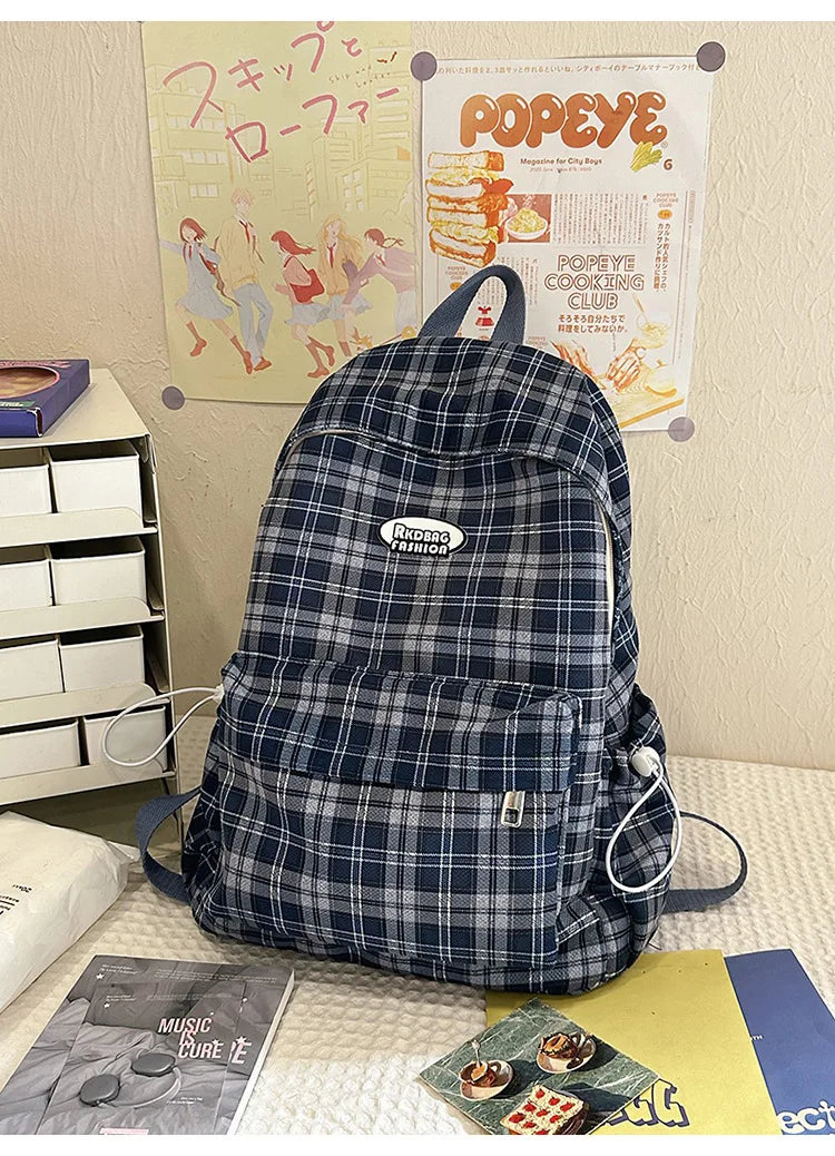 Large Capacity Plaid Backpack | Versatile Travel & School Bag