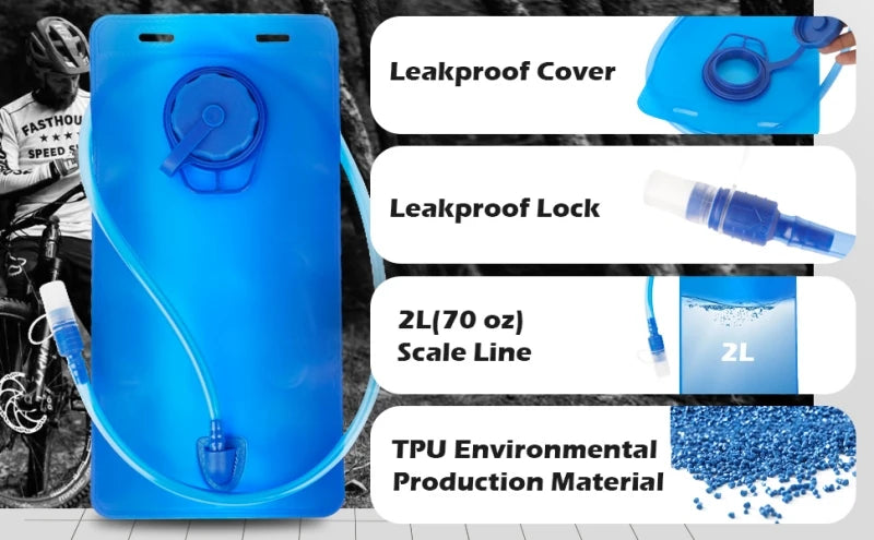 Lightweight Hydration Backpack | 2L Water Bladder For Outdoor Adventures