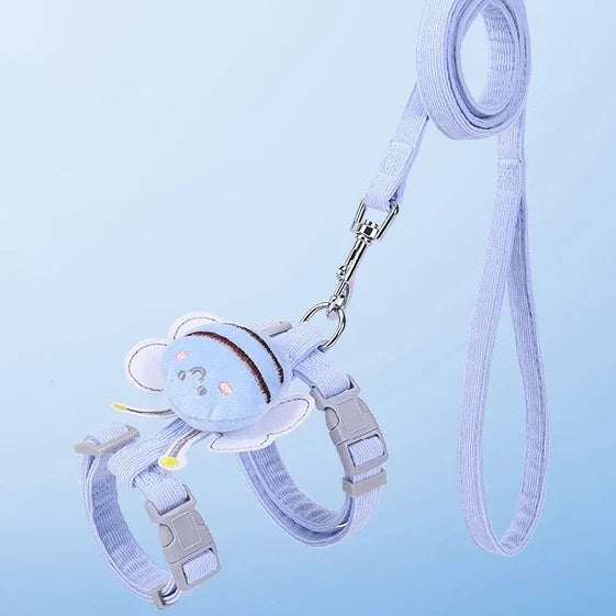 Cute Cartoon Bee Cat Harness & Leash Set for Small Pets