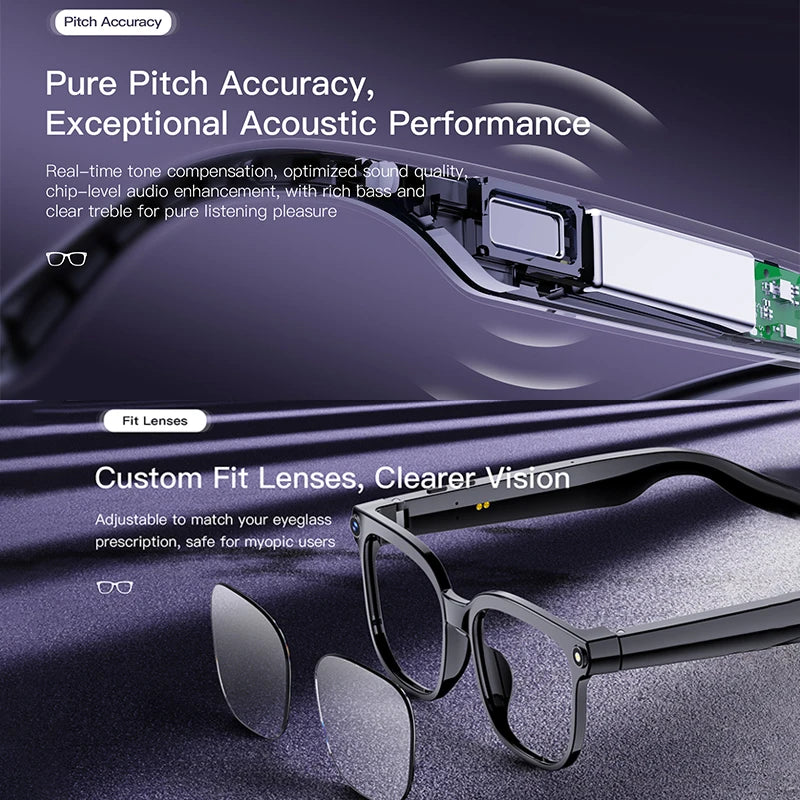 Men's AI Smart Glasses | Dual Camera Translation & Bluetooth Calling